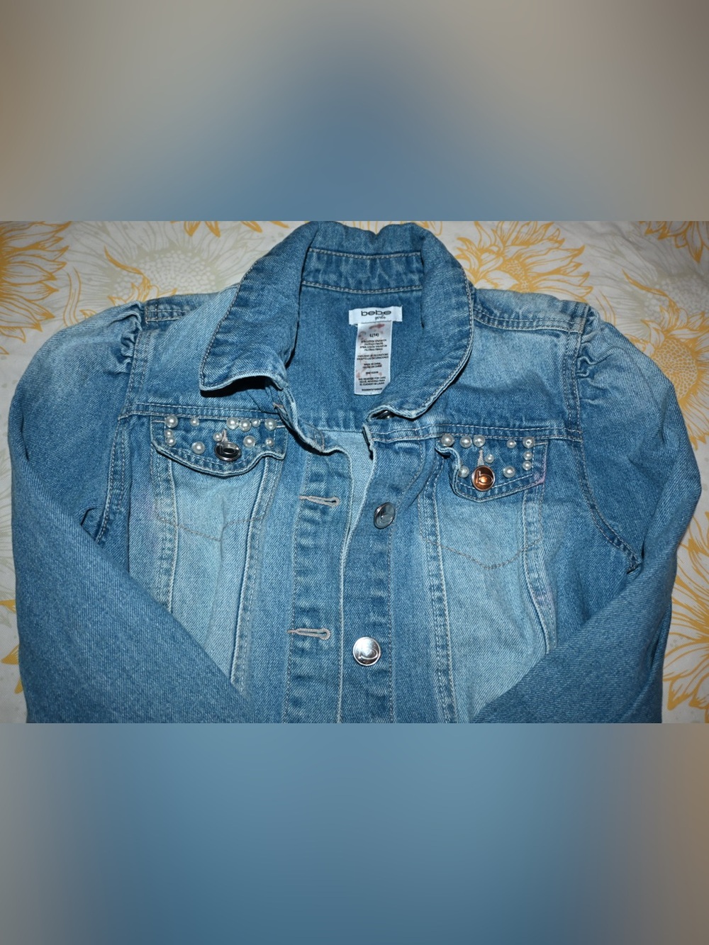 bebe Light Blue Studded Girls' Denim Jacket